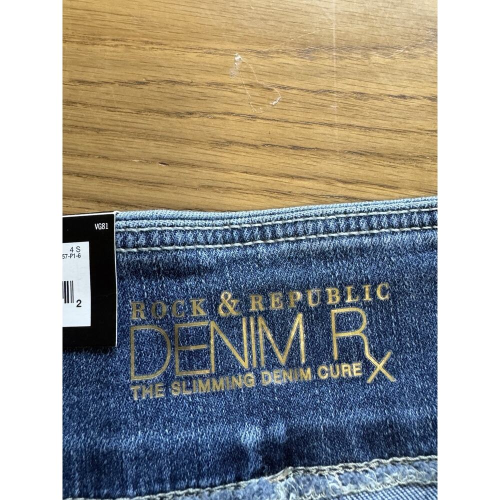 Rock & Republic Denim Rx The Slimming Cure Cuff Jeans Women Sz 4 Cuff Bottom NWT - Picture 3 of 15
